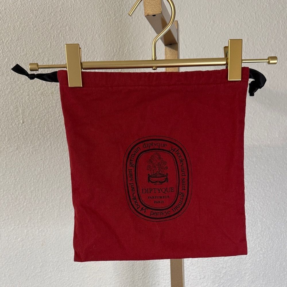 Diptyque Scarlet dust bag Pouch with Black Accents- 9”x9”